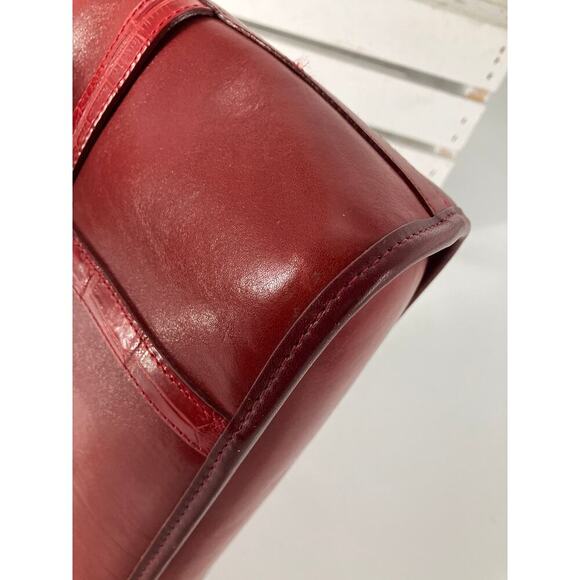 BRIGHTON SMALL RED SMOOTH LEATHER ANIMAL PRINT SHOULDR BAG - Picture 6 of 16